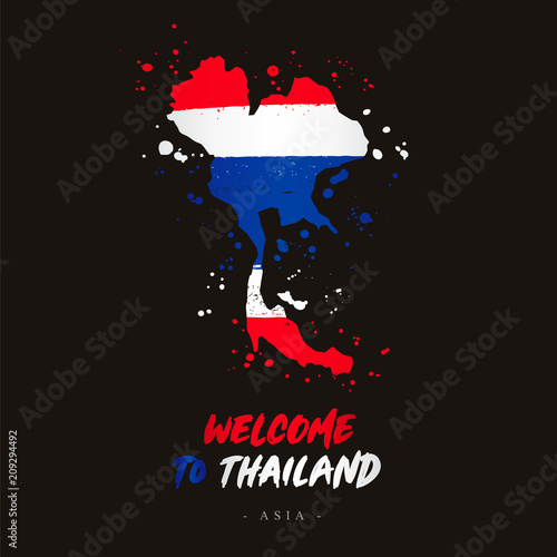 Welcome to Thailand. Flag and map of the country