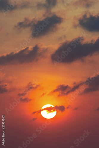 Fototapeta Naklejka Na Ścianę i Meble -  Set big sun red orange and black clouds