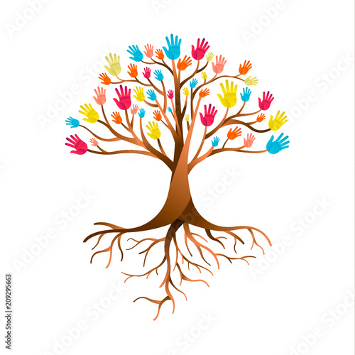 People hand tree for diversity teamwork