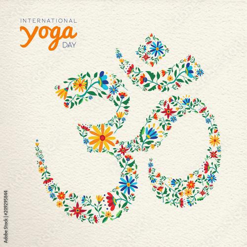 Yoga day card of om india spiritual symbol