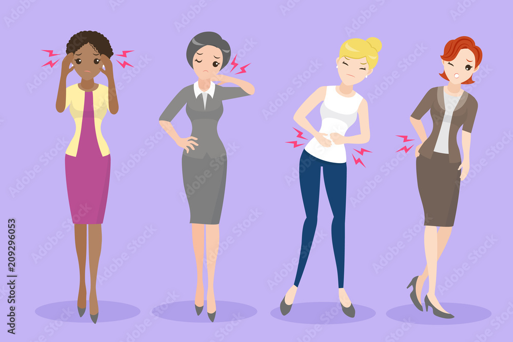 cartoon woman with health problem cartoon woman with health problem