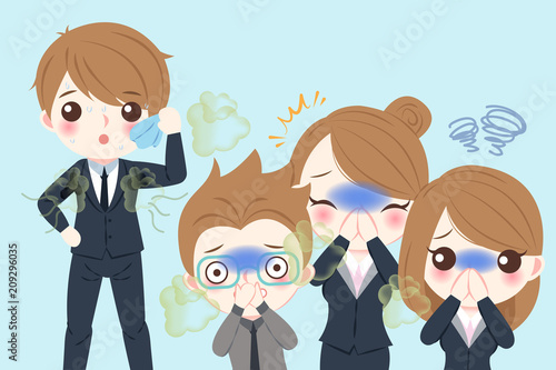 businessman with body odor problem
