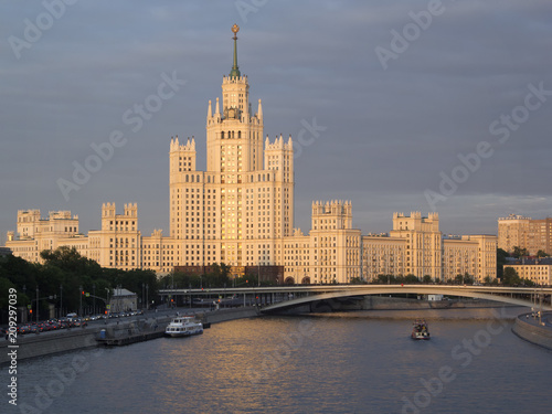 Residential house on Kotelnicheskaya embankment. High-rise building in the center of Moscow.