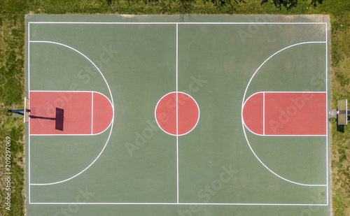 Aerial view of basketball field