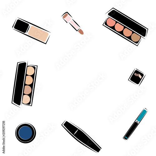 cosmetics set sketch vector set makeup