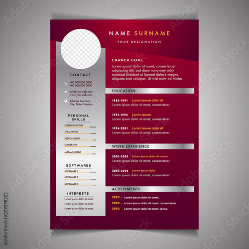 Professional CV resume template design and letterhead / cover letter