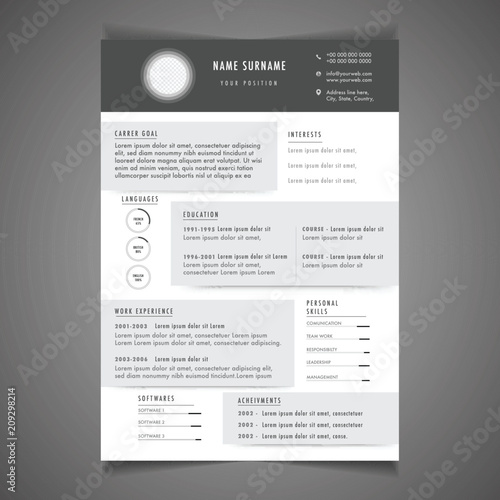 Professional CV resume template design and letterhead / cover letter photo