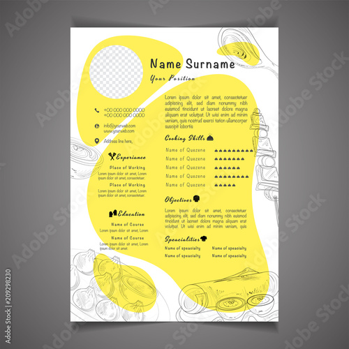 Creative field, resume template can be use as letterhead or cover letter. Professional CV design with placeholder.