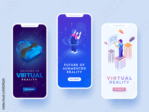Splash screen for andriod mobile or website for virtual reality concept.