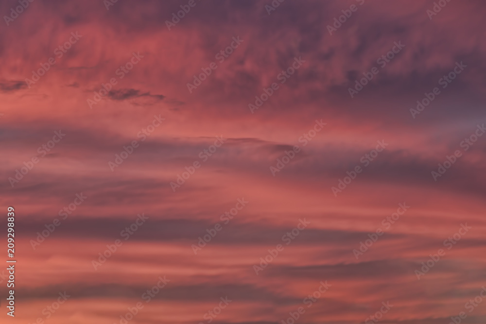 Sky at sunset with shades of red