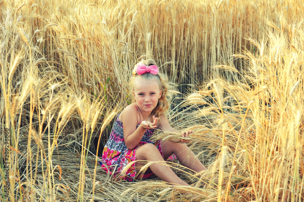 Portrait of a little girl in a wheat field Portrait of a little girl in a wheat field