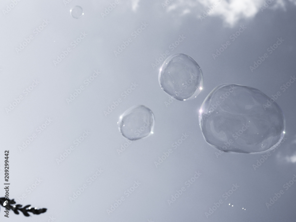 Grey soap bubbles