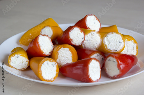 Mini peppers stuffed with cheese