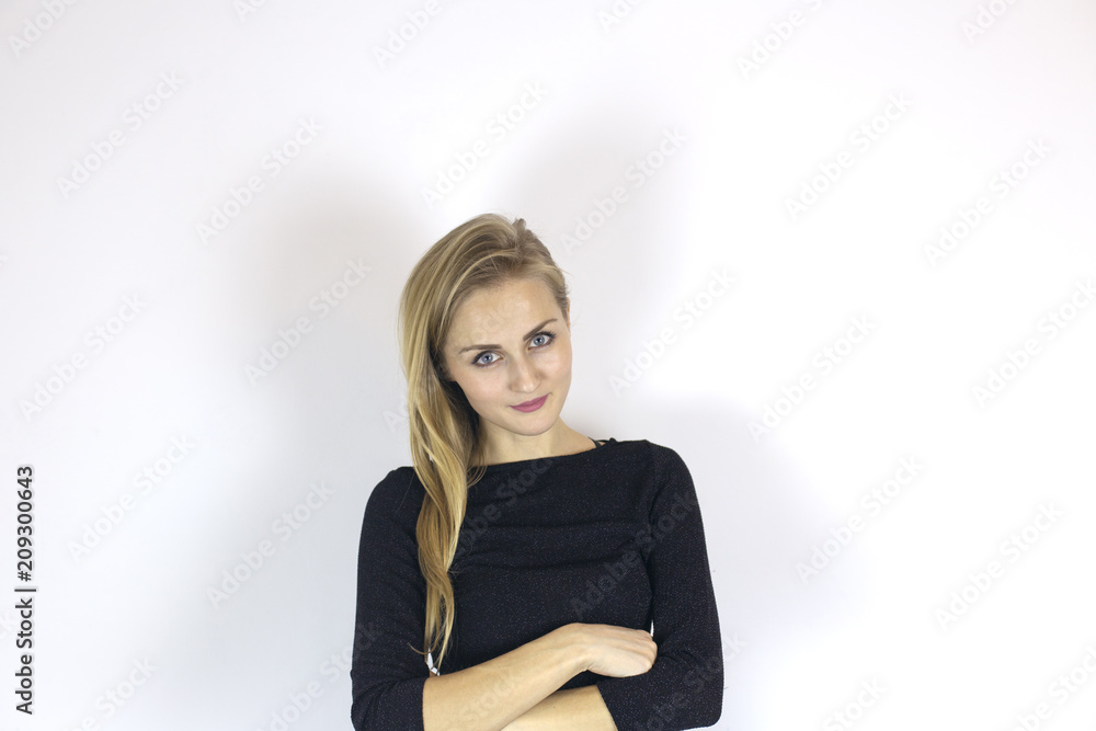 Portrait of a girl with arms crossed on her chest Portrait of a girl with arms crossed on her chest