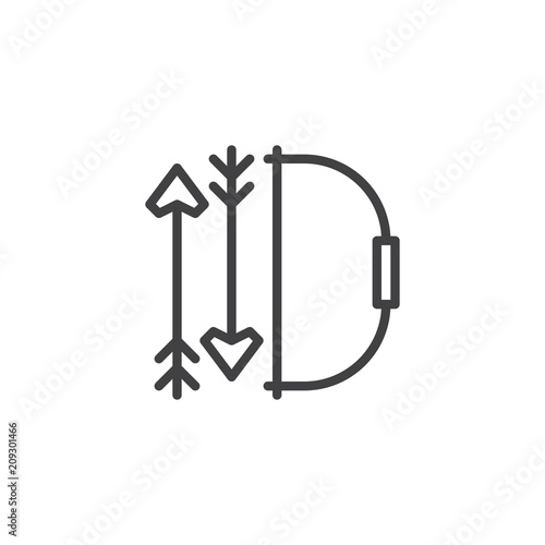 Bow and arrows outline icon. linear style sign for mobile concept and web design. Archery hunting weapon simple line vector icon. Symbol, logo illustration. Pixel perfect vector graphics