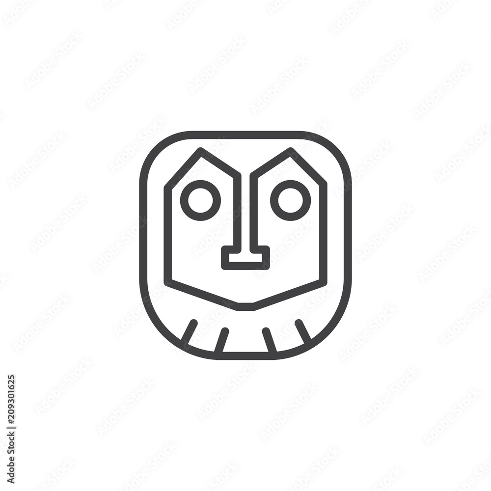 Ancient mask outline icon. linear style sign for mobile concept and web design. Prehistoric mask simple line vector icon. Symbol, logo illustration. Pixel perfect vector graphics Ancient mask outline icon. linear style sign for mobile concept and web design. Prehistoric mask simple line vector icon. Symbol, logo illustration. Pixel perfect vector graphics