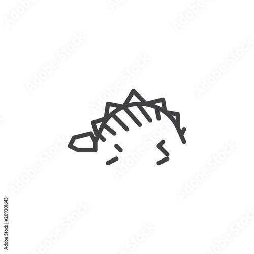 Dinosaur remains fossil outline icon. linear style sign for mobile concept and web design. Dinosaur skeleton simple line vector icon. Symbol, logo illustration. Pixel perfect vector graphics