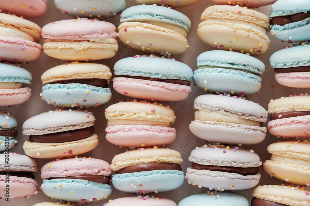Homemade colorful pastel macaroons