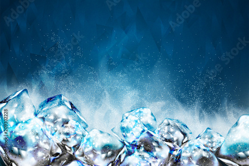 Frosty ice cubes background
