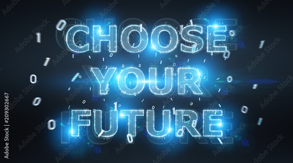 Future decision text interface 3D rendering