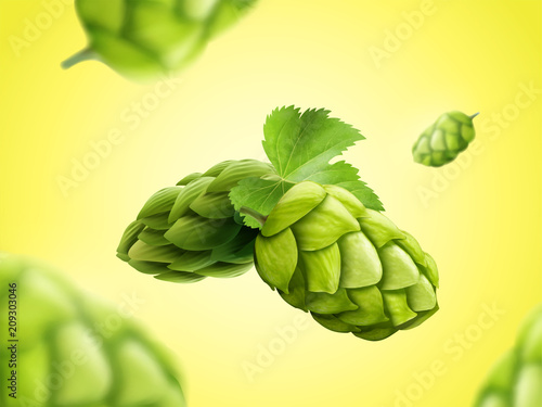 Green hops flower element