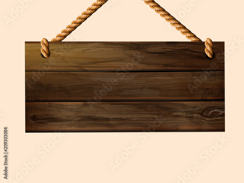 Blank hanging wood plank sign