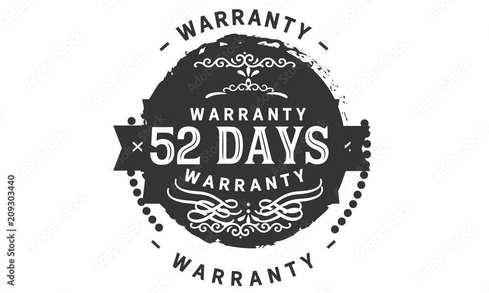52 days warranty icon stamp