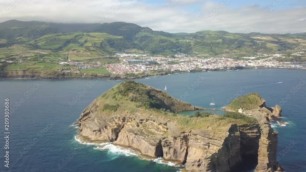 Azores island aerial view from 4k drone