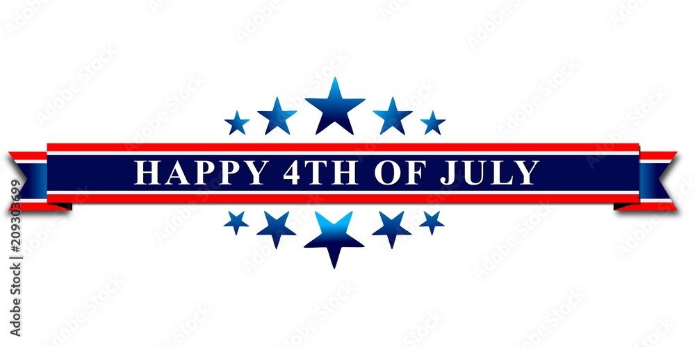 Happy 4th Of July USA Independence Day Header Or Banner Background. - obrazy, fototapety, plakaty 
