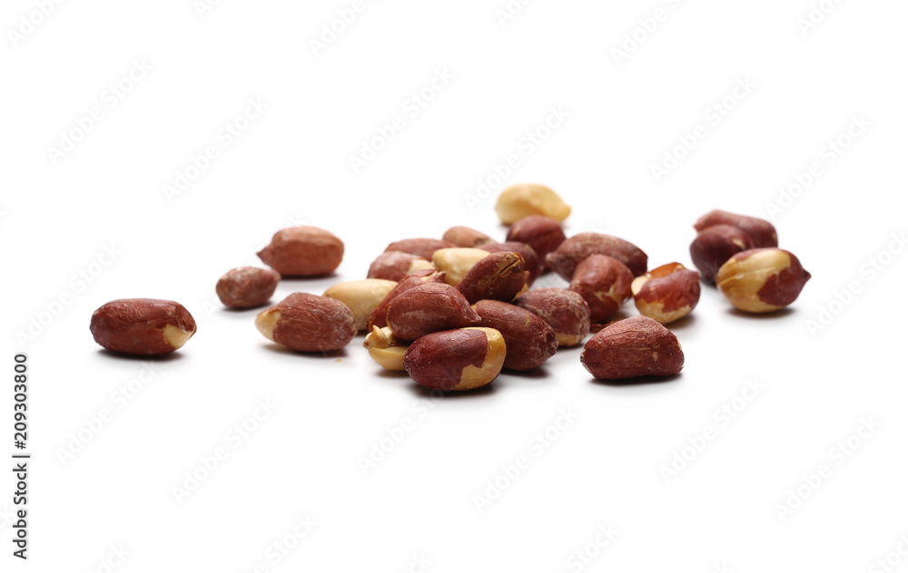 Salted peanuts pile isolated on white background Salted peanuts pile isolated on white background