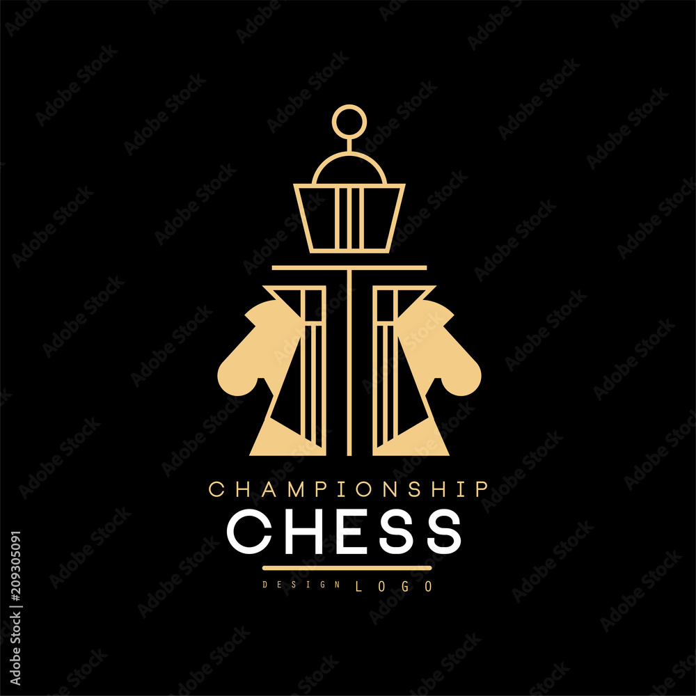 Chess championship logo, design element for tournament, sports club, business card vector Illustration
