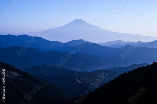 Mountain Fuji in summer morning seen from Yoshiwara , Shizuoka prefecture