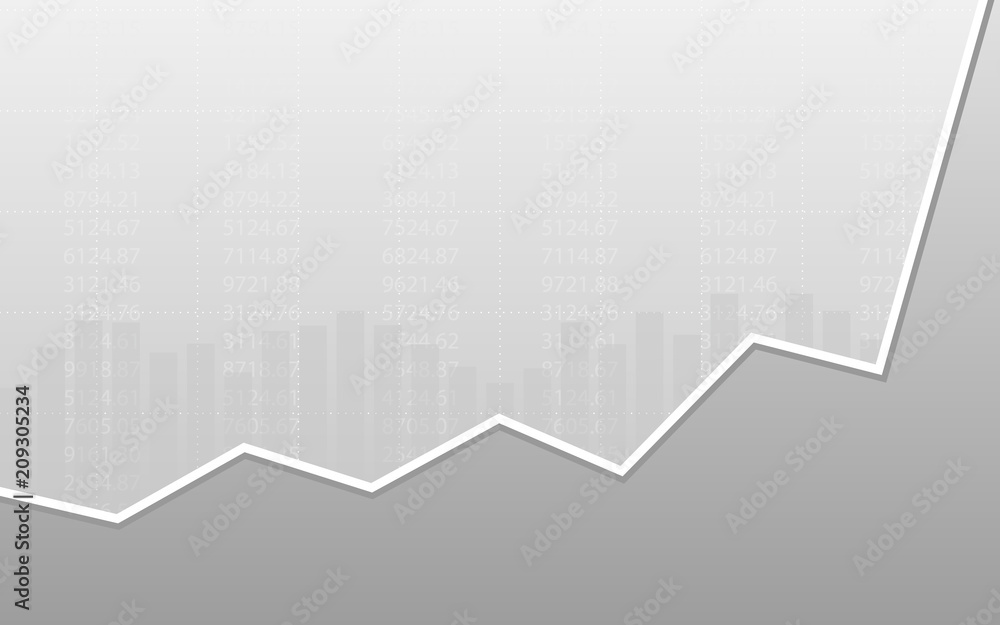 Fototapeta premium Abstract financial chart with uptrend line graph in stock market on gray color background