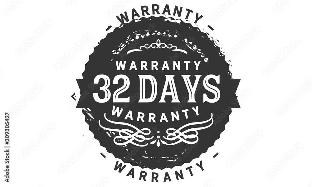 32 days warranty icon stamp