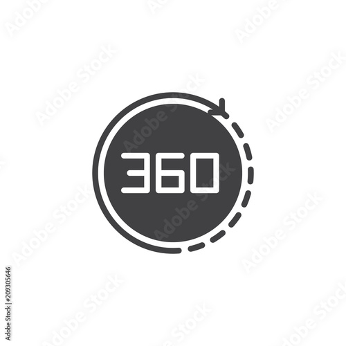 Angle 360 degrees vector icon. filled flat sign for mobile concept and web design. Full rotation simple solid icon. Symbol, logo illustration. Pixel perfect vector graphics
