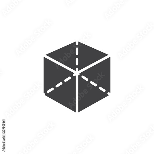 3d Cube with projection vector icon. filled flat sign for mobile concept and web design. Axis simple solid icon. Symbol, logo illustration. Pixel perfect vector graphics