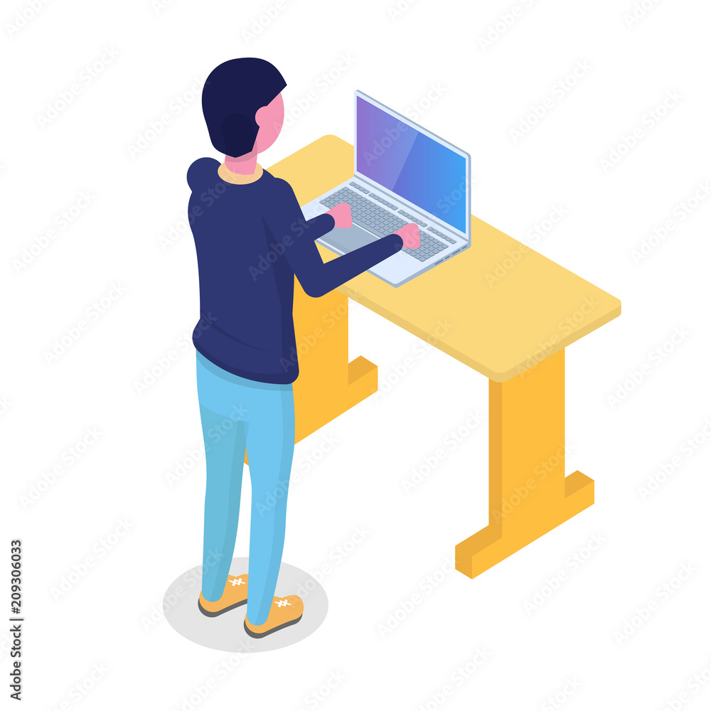 User character isometric. Vector illustration in flat style.