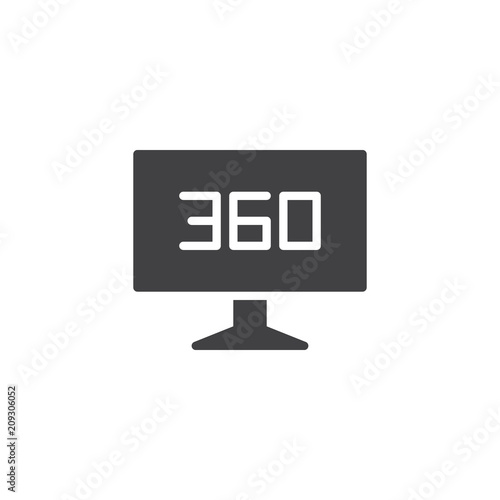 Panoramic view tv vector icon. filled flat sign for mobile concept and web design. 360 degrees monitor simple solid icon. Symbol, logo illustration. Pixel perfect vector graphics