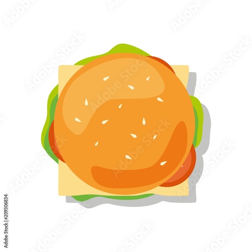  Hamburger isolated on white background the view from the top
