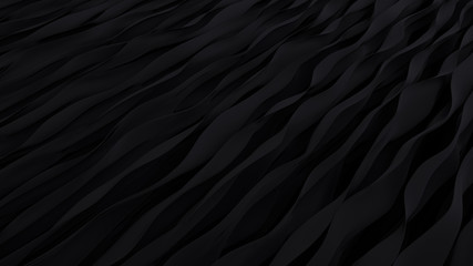Abstract black wave background. Dark organic smooth line.