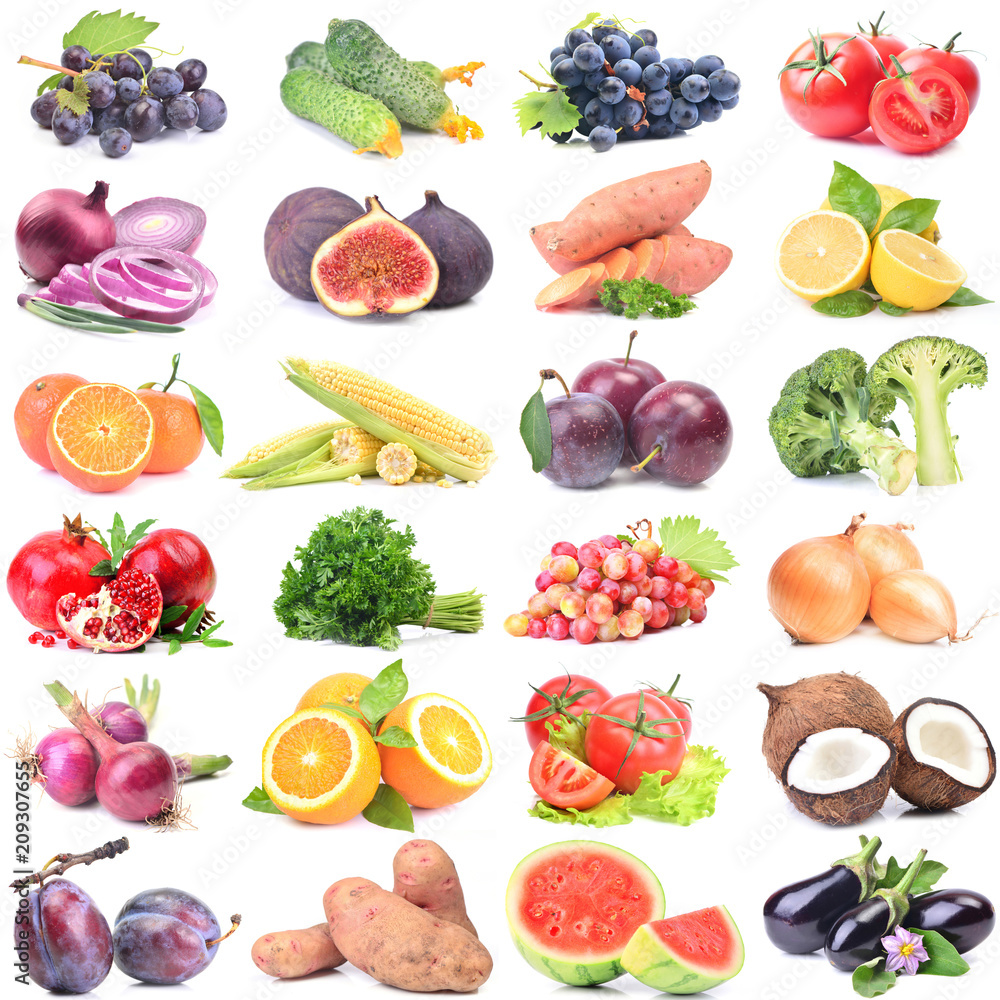 Fruits and vegetables on a white background Fruits and vegetables on a white background