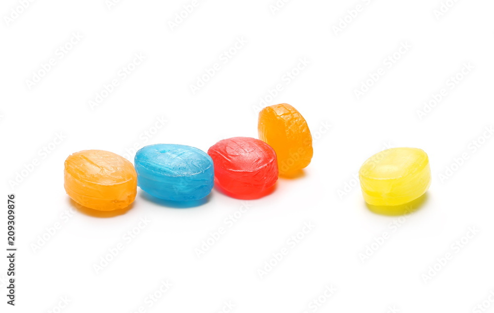 Colorful hard candies with isolated on white background Colorful hard candies with isolated on white background
