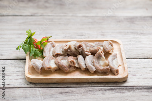 Part of pork small intestine or Chitterlings internal organs of pig