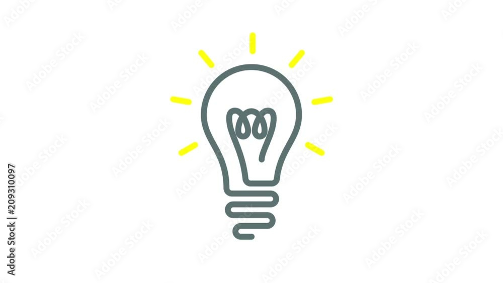 Linear animation of light bulb turned on, motion graphic animation element Linear animation of light bulb turned on, motion graphic animation element