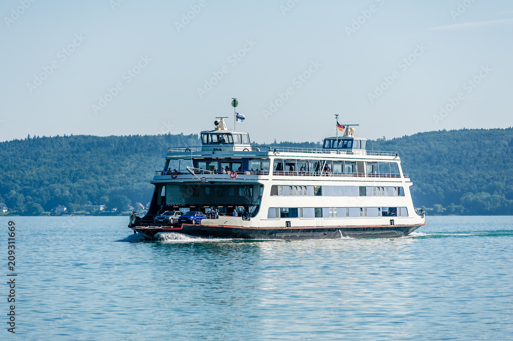 Ferry Boat is crossing lake constance Ferry Boat is crossing lake constance
