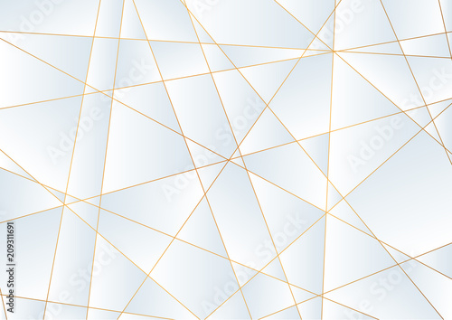 Light blue abstract polygonal background with golden lines