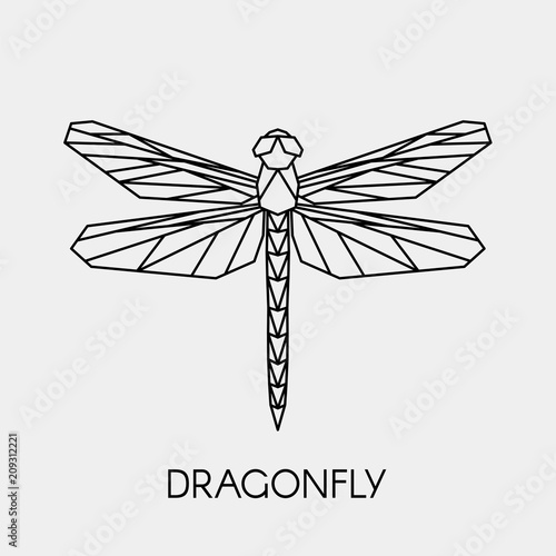 Abstract polygonal dragonfly. Geometric linear animal. Vector illustration.