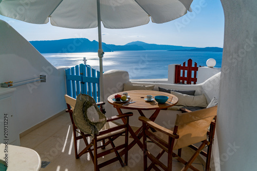 Breakfast in Paradise - on a terrace in Santorini, Greece © Marcel
