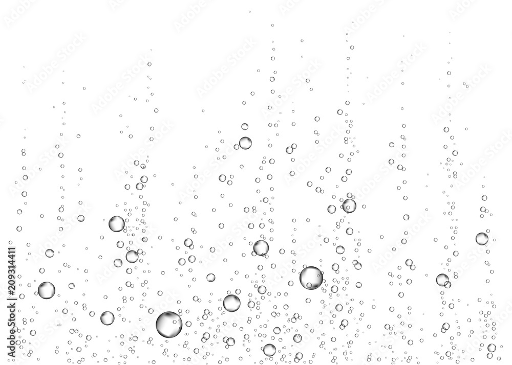 Underwater fizzing air, water or oxygen  bubbles.