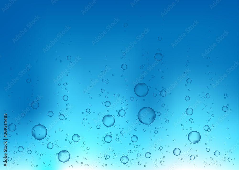 Undersea  blue  fizzing air, water or oxygen  bubbles vector texture.